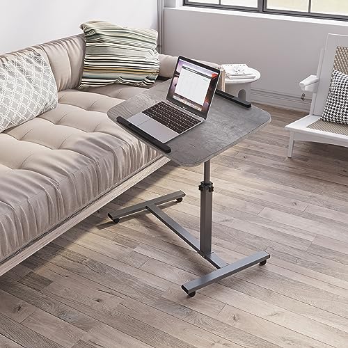 LINGMI Laptop Table Mobile Adjustable Height Portable Desk Notebook Swivel PC Computer Rolling Desk with Wheels, Laptop Stand for Couch Bedside Hospital Bed Table LINGMI