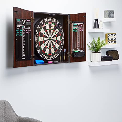 Viper by GLD Products Vault Deluxe Dartboard Cabinet with Shot King Sisal Dartboard and Illumiscore Scoreboard, Wood Viper