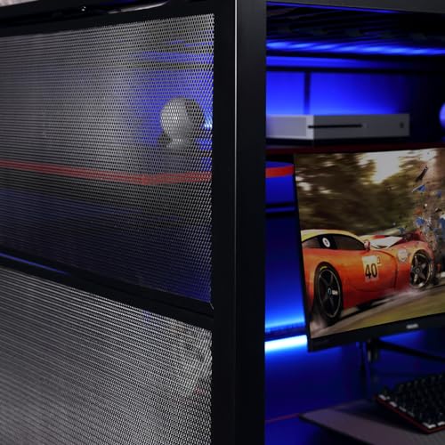 X Rocker BattleBunk Twin Size Gaming Bunk Bed, Durable Metal Frame with Built-in Gaming Desk and Shelving, Black and Red X Rocker