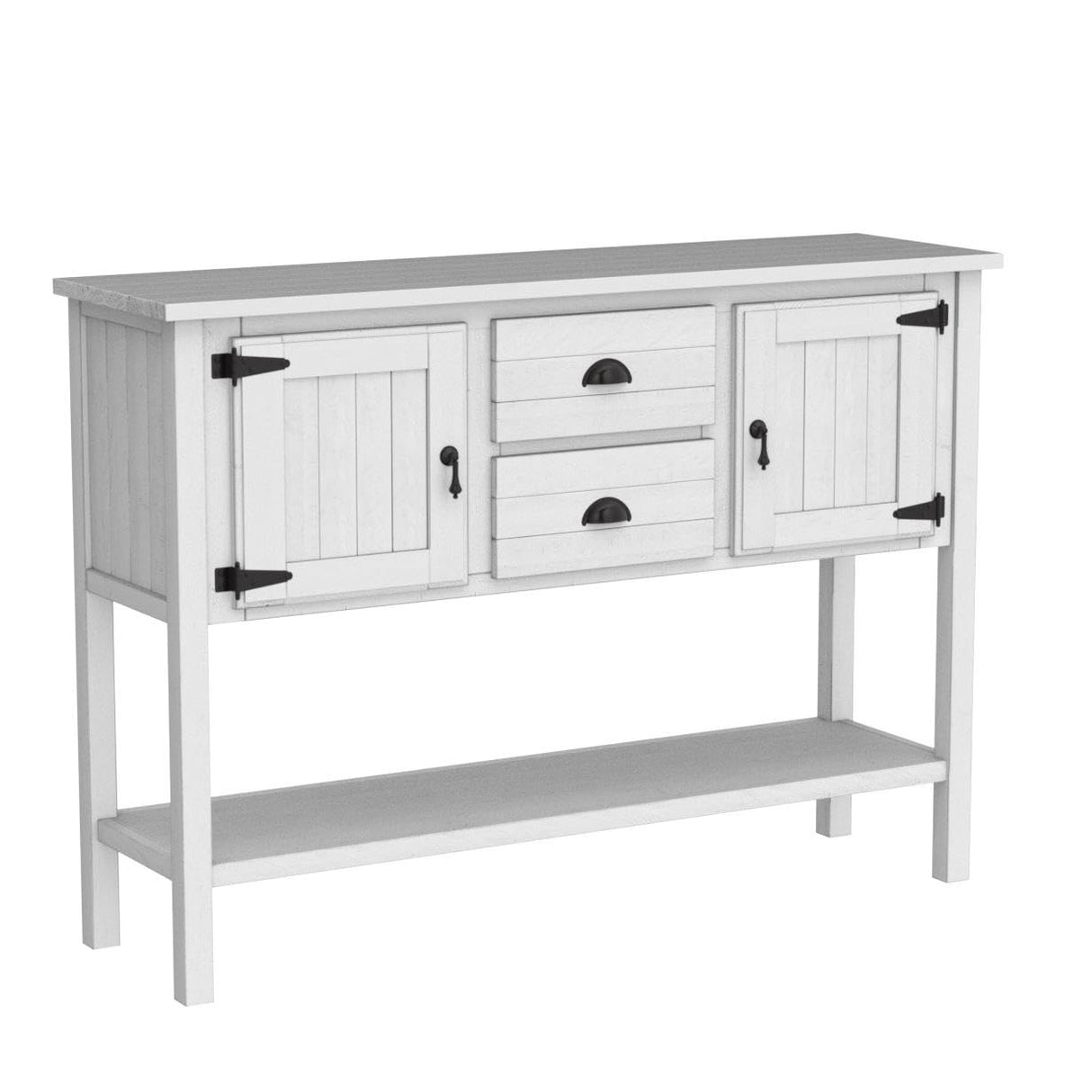 LKTART Solid Wood Farmhouse Console Table Sofa Table with Storage Drawers and Shelves for Storage Entry Hallway Foyer Sofa Side Table(48" Antique White) LKTART