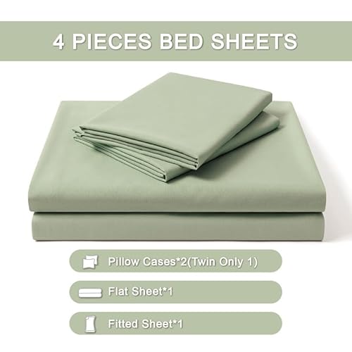 FreshCulture Full Sheet Set - Ultra Soft Sheets Full Size Bed - Brushed Microfiber - Deep Pockets - Easy Care - Cooling & Breathable - 4 Pieces Hotel Luxury Full Size Bed Sheets (Sage Green) FreshCulture