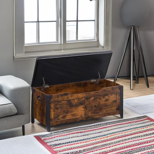 GAOMON Storage Chest, Storage Trunk with Safety Hinges, Wooden Storage Bench with Metal Frame, Shoe Bench, Large Storage Organizer, Modern Style Storage Chest for Bedroom, Entryway, Living Room GAOMON