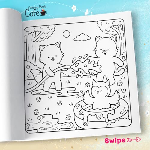 Comfy Summer: Cute and Cozy Coloring Book for Adults & Teens Featuring Summer Hygge Scenes with Adorable Animal Characters WoodArtSupply