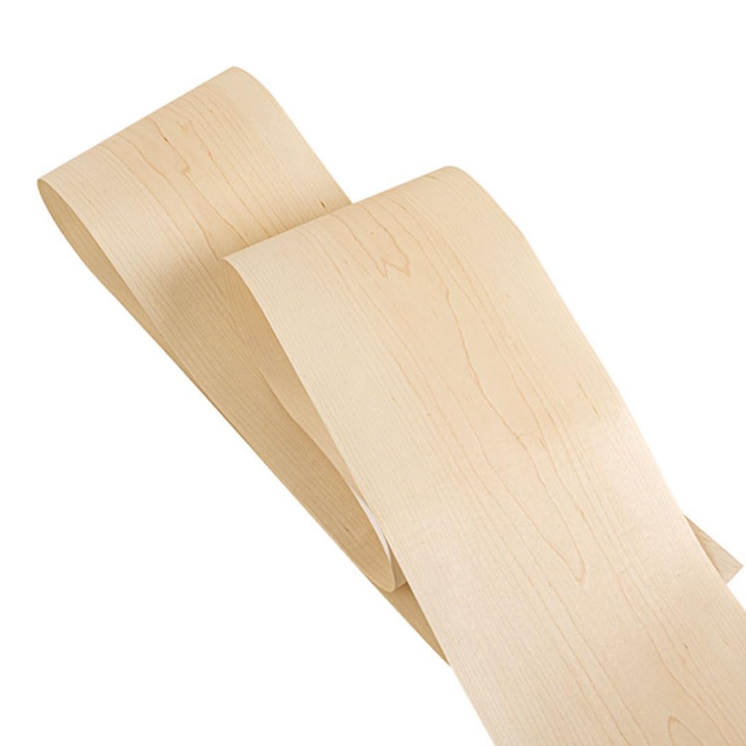 Natural Hard Maple Veneer Wood Sheets - Ideal for DIY Speaker Renovation and Furniture Restoration - Unfinished Wooden Sticker - Handmade Style - 8 x 110 Inch Camland