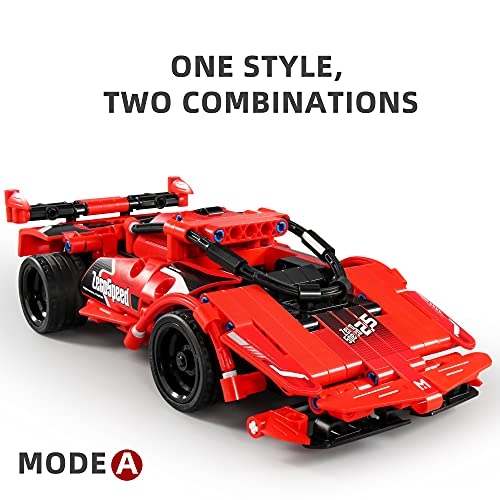 Dakott STEM Remote Control 2in1 Sports Car Building Block Kit - 341 Pcs DIY Construction Toy for Age 6+, Take Apart R/C Learning Engineering Gift DAKOTT
