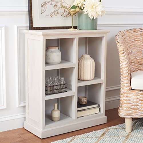 Safavieh Home Collection Maralah White Wash Solid Wood Bookcase 5-Shelf Unit (Fully Assembled) Safavieh