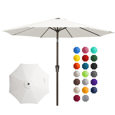 JEAREY 10FT Outdoor Patio Umbrella Outdoor Table Umbrella with Push Button Tilt and Crank, Market Umbrella 8 Sturdy Ribs UV Protection Waterproof for Pool, Garden (Creamy-white)