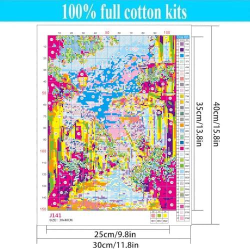 Landscape Stamped Cross Stitch Kits - Seaside Scenery Needlepoint Counted Cross Stitch Kits for Beginners Adults Patterns Dimensions Needlecrafts Embroidery Kits Arts and Crafts