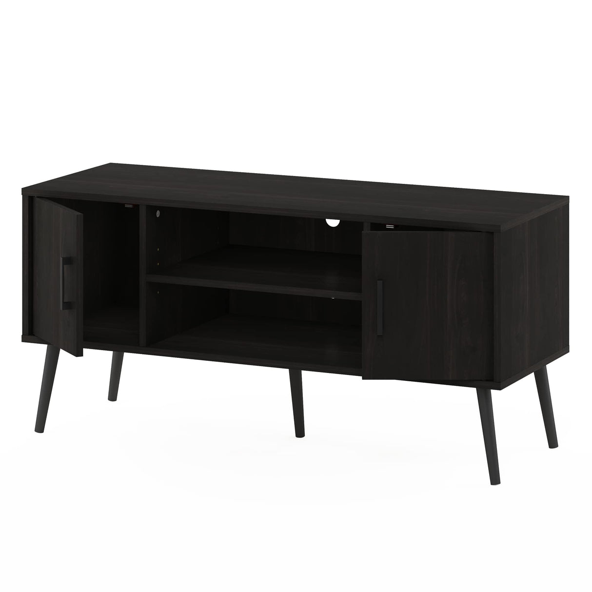 Furinno for 55 Inch TV, Entertainment Center with 2 Storage and Open Shelves, Mid Century TV Stand, Espresso Furinno