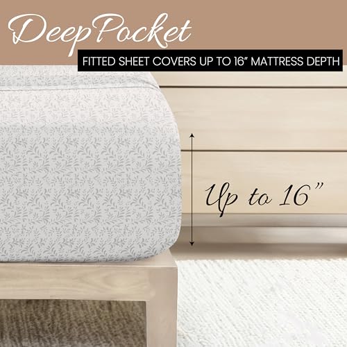 Linen Market 4 Piece King Size Sheets (Gray Vines) - Sleep Better Than Ever with These Ultra-Soft & Cooling King Sheets for Your King Size Bed - Deep Pocket Fits 16" Mattress
