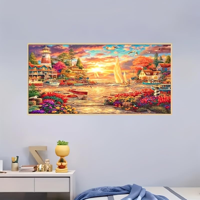 KTHOFCY 5D DIY Diamond Painting Kits for Adults, Beach Landscape Full Drill Embroidery Cross Stitch Crystal Rhinestone Paintings Pictures Arts Wall Decor Painting Dots Kits 15.7X27.5inch KTHOFCY