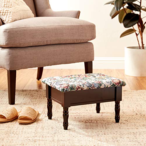 Frenchi Furniture Foot Stool, 13.2"D x 17.84"W x 5.12"H, Cherry Frenchi Furniture