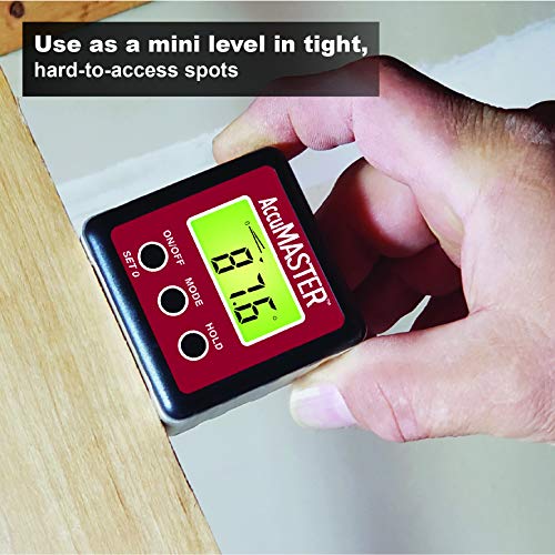Calculated Industries 7434 AccuMASTER 2-in 1 Magnetic Digital Level and Angle Finder Certified IP54 Dust and Water Resistant,Red Brick Maroon Calculated Industries