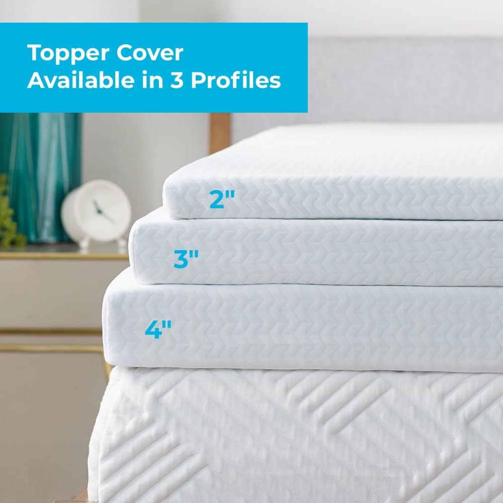 Linenspa 2 Inch Mattress Topper -Cover Full –Cover Only –Machine Washable – Breathable – Non Slip –Cover for Mattress Topper with Zipper – Topper -Cover Only White Linenspa