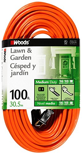 Woods 0724 16/2 100' Orange Outdoor Extension Cord, 100 Foot