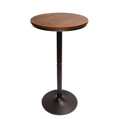 VILAVITA Round Bar Height Bistro Pub Table - Natural Wood Top, Heavy Metal Frame, 21.7 Inch Top, 40.5 Inch Height