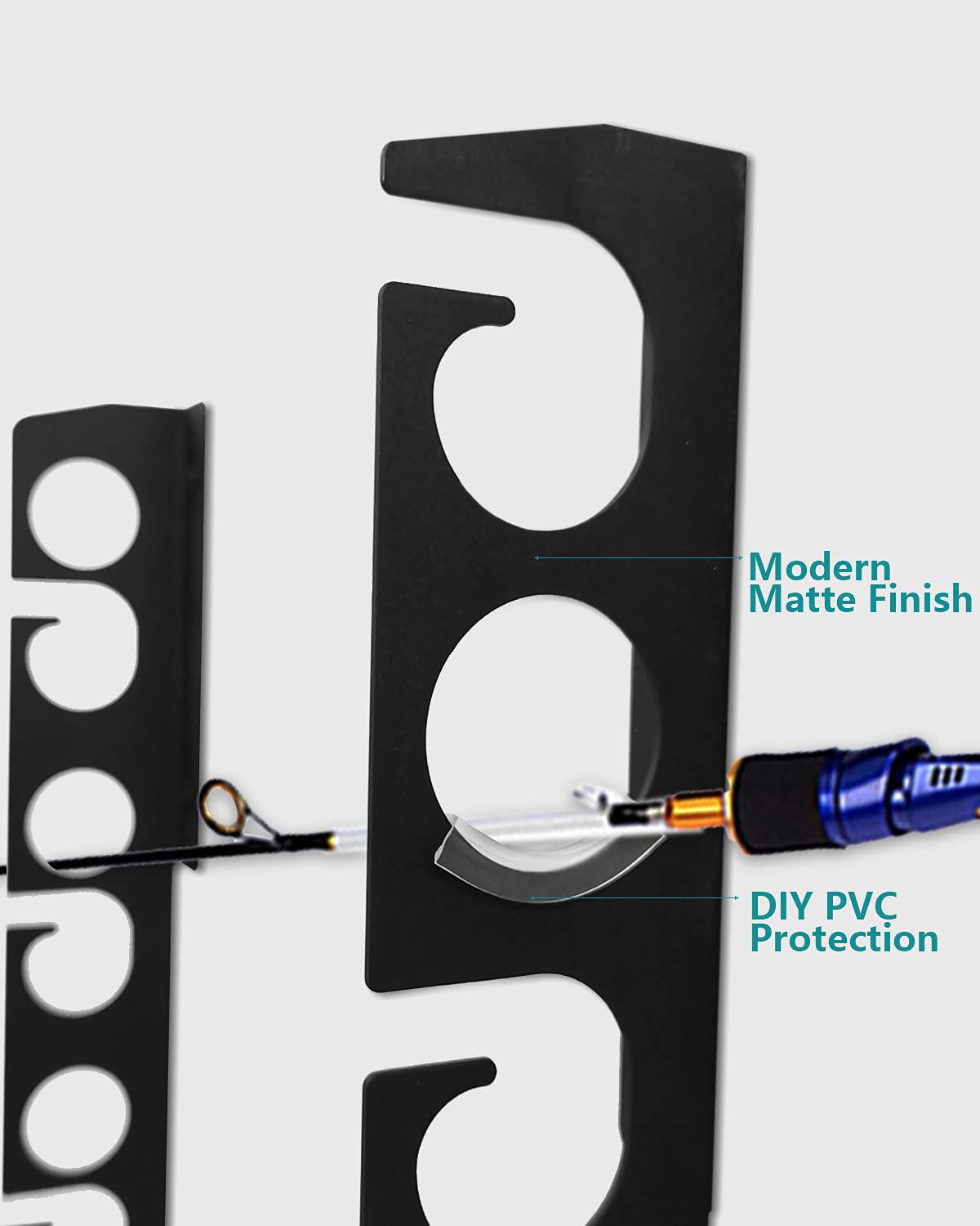 WIPHANY Pvc,Rubber,Steel Fishing Rod Racks Wall or Ceiling Fishing Rod/Pole Rack Holder Storage Hook Holds up to 12 Fishing Rods Wall Mounted for Garage Cabin and Basement WIPHANY