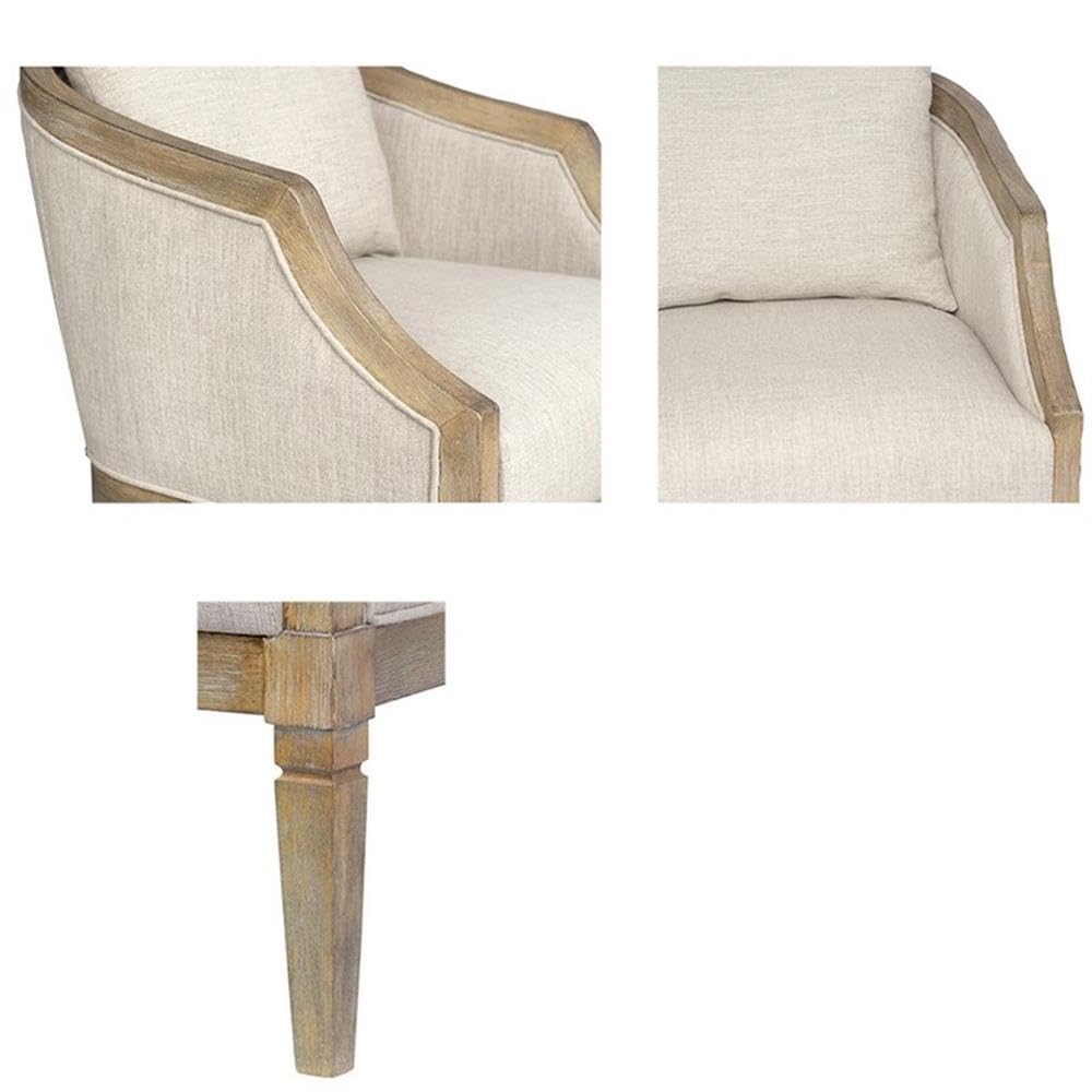 Pemberly Row Farmhouse Solid Wood & Fabric Accent Chair in Natural Pemberly Row