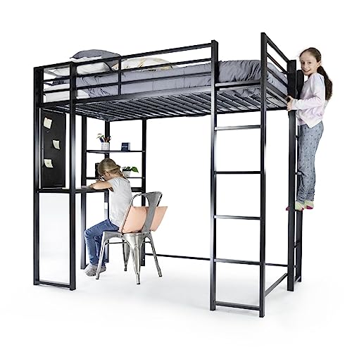 DHP Abode Full Size Metal Loft Bed, Black DHP