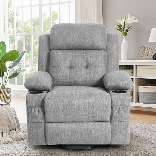 BETISEF Power Lift Recliner Chair for Elderly with Massage & Heat,Linen-Cotton, Electric Recliner with USB Ports, Cup Holders, Side Pockets, Lift Chair for Living Room, Bedroom BETISEF