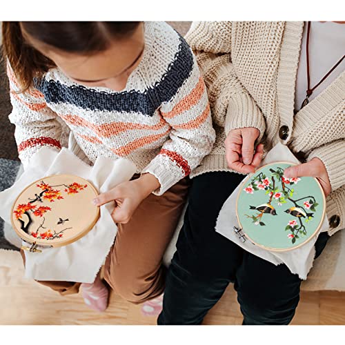 Santune 3 Pack Embroidery Kit for Adults Cross Stitch Kits for Beginners with Bird Patterns,3 Instructions,1 Hoop,Threads and 6 Needles,Hand Needlepoint Sets for Women