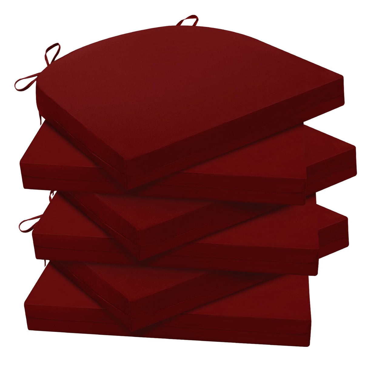 Wellsin Outdoor Chair Cushions for Patio Furniture - Patio Chair Cushions Set of 6 - Waterproof Round Corner Outdoor Seat Cushions 17"X16"X2", Burgundy Wellsin
