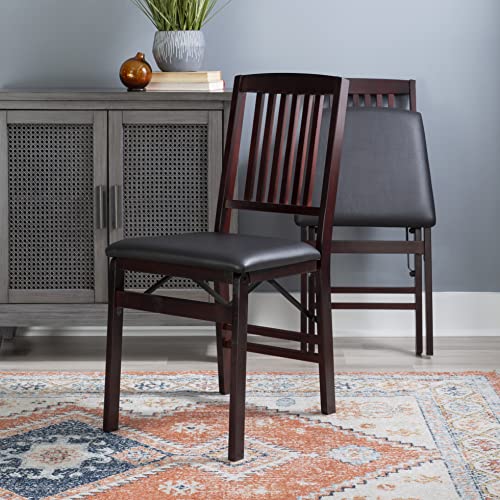 Linon Darwin Mission Back Folding Chair in a Set of Two, Espresso Linon