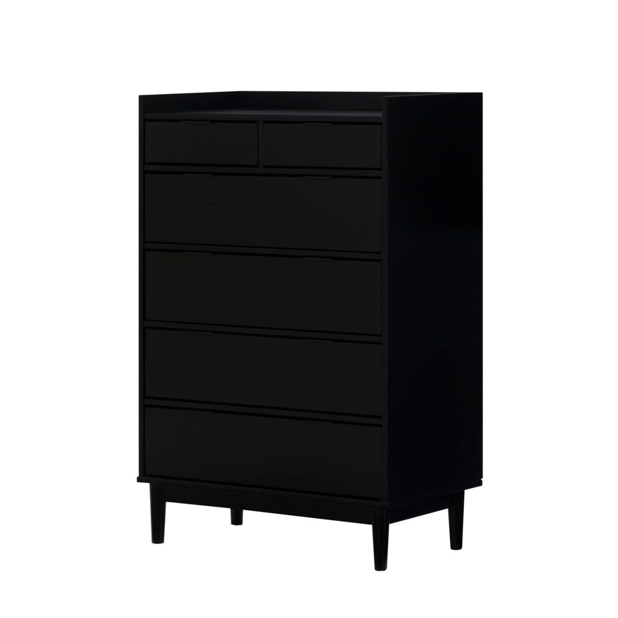 Walker Edison Blythe Mid-Century Modern Tray-Top Solid Wood 6-Drawer Dresser, 30 Inch, Black Walker Edison
