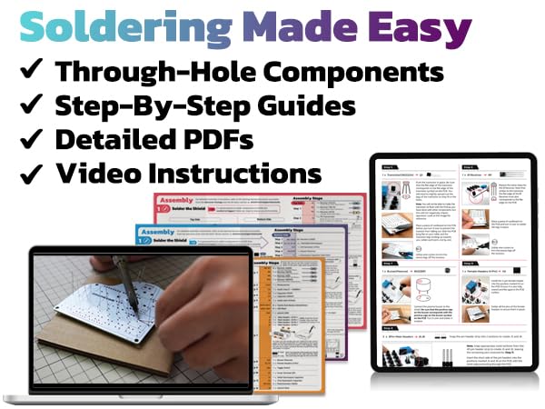 amomii Testudo: Soldering Practice Kit, 3 Builds, Multiple Projects + USB C Microcontroller, Arduino IDE Compatible Electronics Starter Kit for Beginners, Makers, Adults & Teens, Included eBook amomii