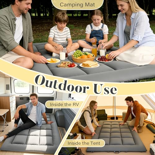 DOWNSTORIA Japanese Floor Mattress, Foldable Futon Mattress Tatami Mat with Handle, Roll Up Dormitory Sleeping Pad for Camping, Guestroom Bed, Twin Size, Grey DOWNSTORIA