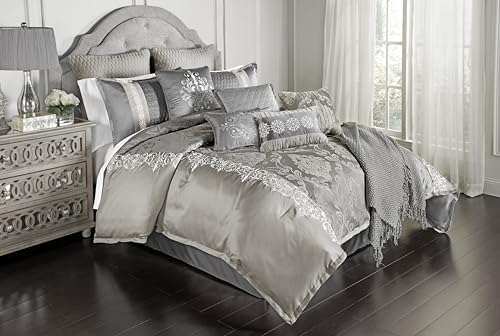 Riverbrook Home Elegant Collection Comforter Set, King, Kacee - Platinum, 12-Piece Set Riverbrook Home