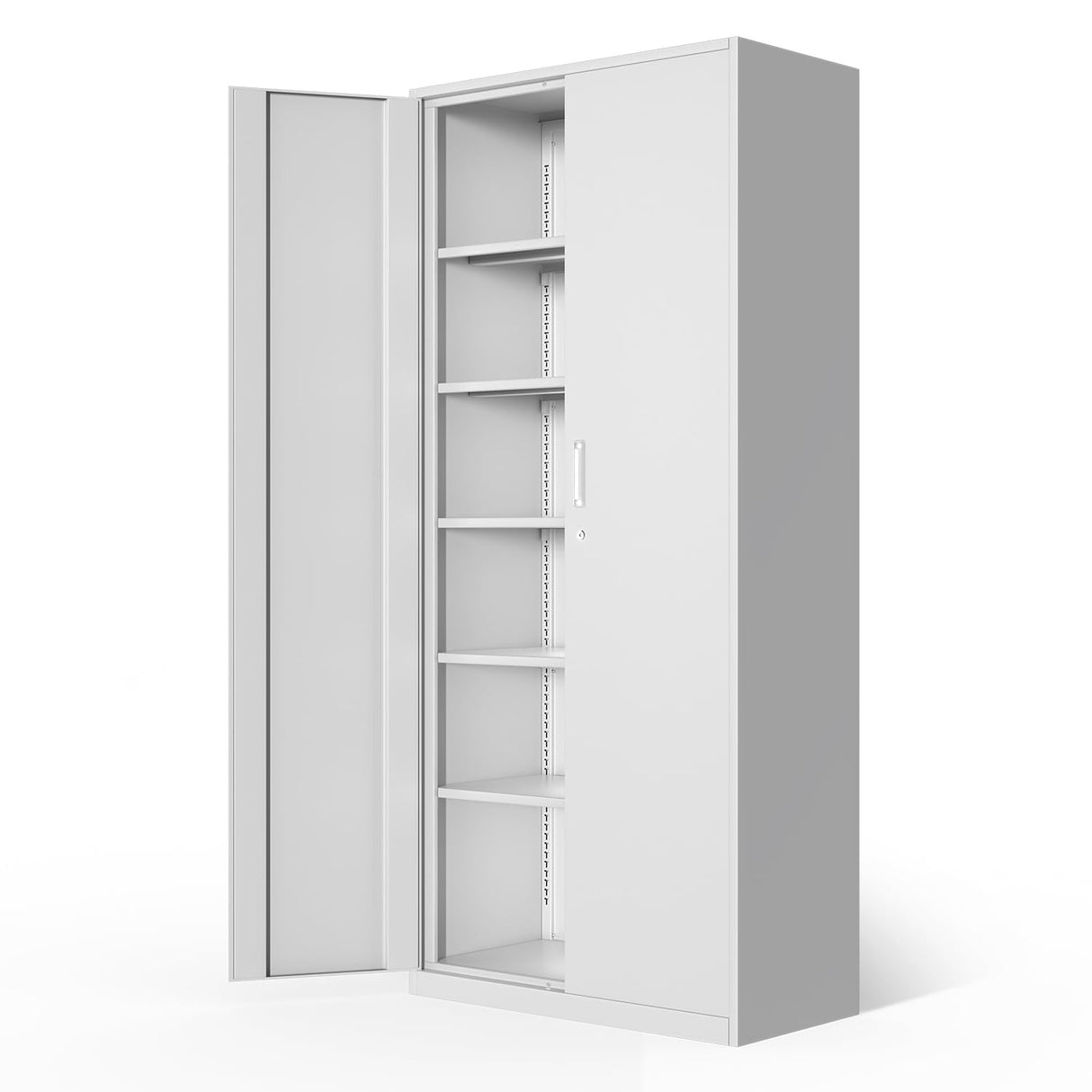 DNA MOTORING Metal Storage Cabinet, 71'' Locking Cabinet with 5 Adjustable Shelves, Metal Cabinet Heavy Duty Utility Cabinet for Garage,Office,Home,Gym, White, TOOLS-00632-WH-WH DNA MOTORING