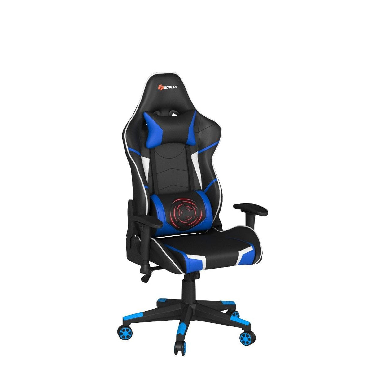 Goplus Gaming Chair, Massage Office Chair Computer Gaming Racing Chair, High Back PU Leather Adjustable Arms Headrest Ergonomic Reclining Game Chair, Rolling Swivel Executive Chair Goplus