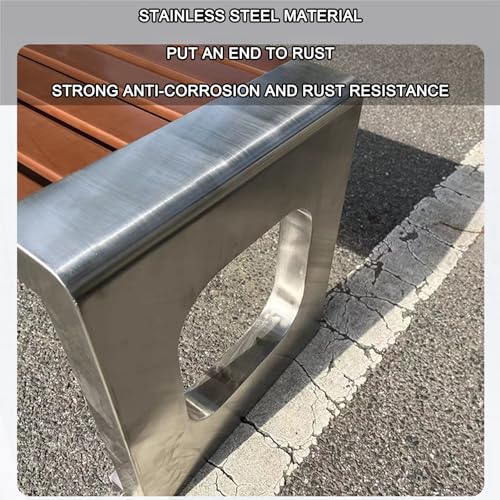 Garden Bench Outdoor Bench, Park Benches For Outside, Two-Person Seat Backless Bench, With Stainless Steel Frame and Wood Seat, For Garden, Porch, Park, Front Door, Balcony, Outdoor, Lawn, Patio (120 JHKJDS