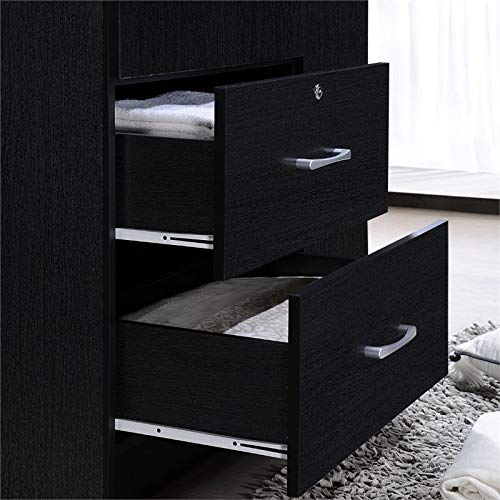 Allora 3 Door Armoire with 2 Drawers 3 Shelves in Black Allora