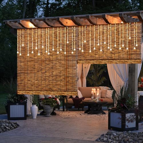 TOOKNIN Bamboo Roll-Up Window Blinds - Set of 2, 47" W x 71" H Brown Bamboo Shades for Enhanced Privacy and Sun Protection TOOKNIN