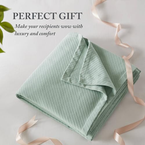Madison Park Liquid Cotton Luxury Blanket Premium Soft Cozy 100% Ring Spun Cotton For Bed , Couch or Sofa, King, Sea Foam Madison Park