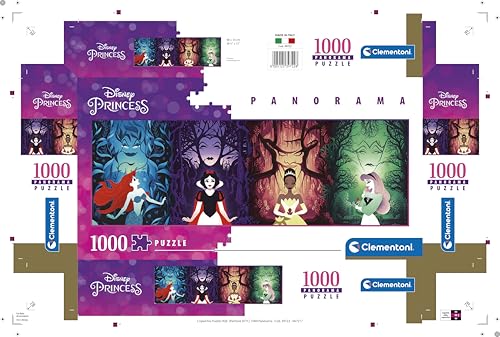 Clementoni - Disney Princess Panorama Princess-1000 Pieces Adults, Panoramic Jigsaw Puzzle, Made in Italy, Multicoloured, 39722 Clementoni