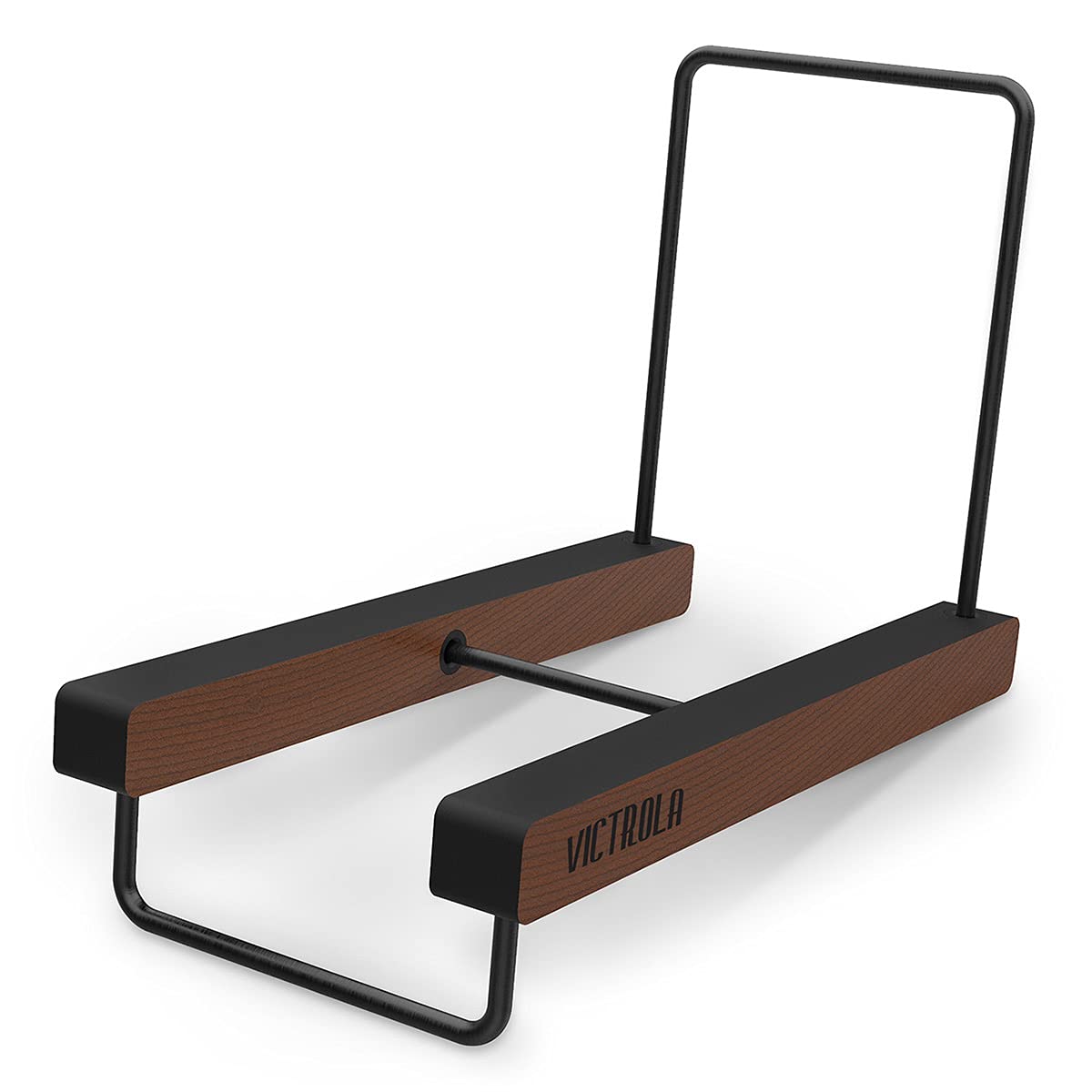 Victrola 'The Stand' - Table Top Vinyl Records and Album Holder & Organizer, Espresso Wood Finish with Smart Black Metal Accents, Elegant and Stylist Looks, Holds Over 25 Albums Victrola