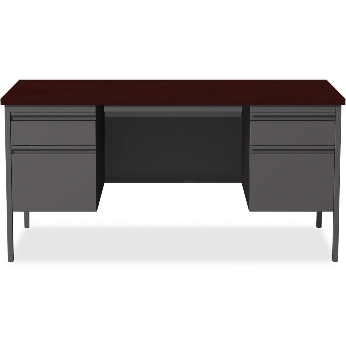 Lorell Double Pedestal Desk, 60 by 30 by 29-1/2-Inch, Mahogany Lorell