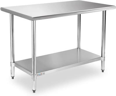 STABLEINK NSF Stainless Steel Table, 24 x 48 Inches Metal Prep & Work Table with Adjustable Undershelf, for Commercial Kitchen, Restaurant, Hotel and Garage,Stainless Steel prep Table Work Table