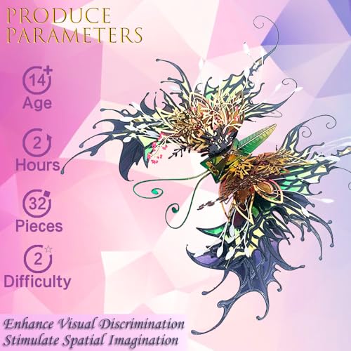 NovnZodiex 3D Metal Puzzles for Adults,Butterfly Model Building Kits,Cute Insect Design,Brain Teaser Puzzle,DIY Mechanical Assembly Kit Creative Ornament Suitable for Home Decor Art Craft (Black)