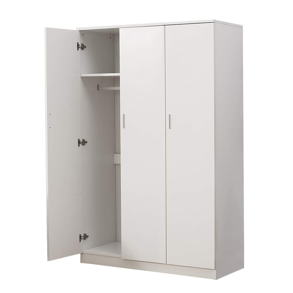 Panana 3 Door Armoires Wardrobe Closet with Clothes Hanging Rail, 6 Storage Shelves Cupboard Unit Bedroom Furniture Panana