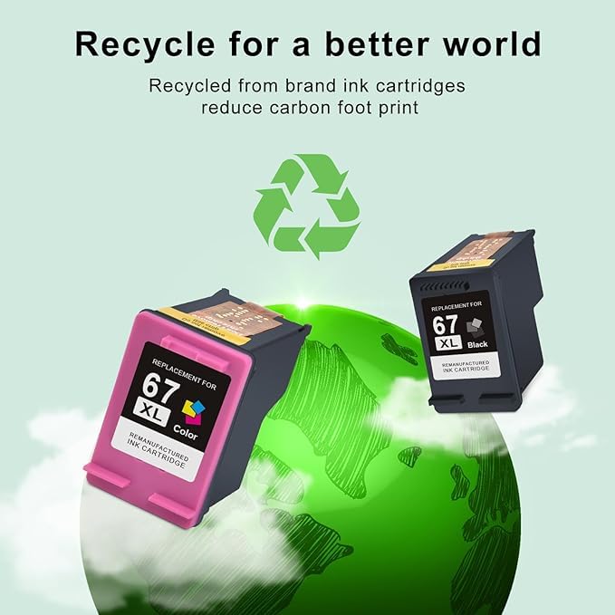 SAILNER Remanufactured Ink Cartridge Replacement for HP Ink 67 67XL 67XXL Ink Cartridge Black/Color Combo Pack for DeskJet 4155e 2755e 4155 2700 Envy 6055 Printer (1 Black, 1 Tri-Color, 2 Pack) SAILNER