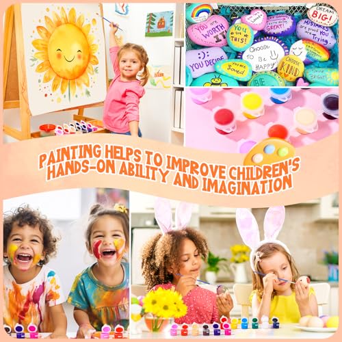 héBei 20 Pack 280 Pcs Mini Acrylic Paint Set with Brushes for Kids Adults Craft Paint, 12 Colors Washable Acrylic Paint Strips for Home Classroom Birthday Party DIY Favors héBei