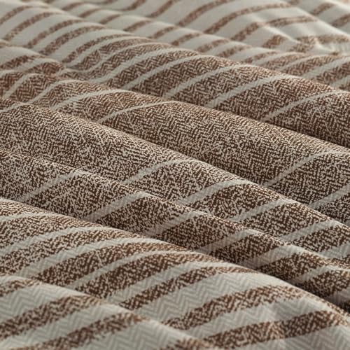 AMBERSPACE Twin XL Comforter Set Striped, Chocolate Brown Bedding Set 5 Pieces for Boys Girls Teen, All Season Bed in a Bag for Dorm with Sheets, Pillowcase & Sham AMBERSPACE
