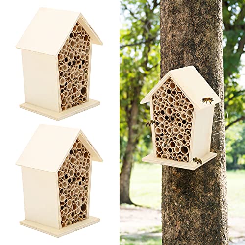 Wooden Insect House for The Garden Decoration, Hanging Bee Habitats Natural Beehive Shelter Nests Boxes Room Butterflys Feeder Hotel Unique Gardening Gifts for Ladybirds Beneficial Outdoor Tiiyee