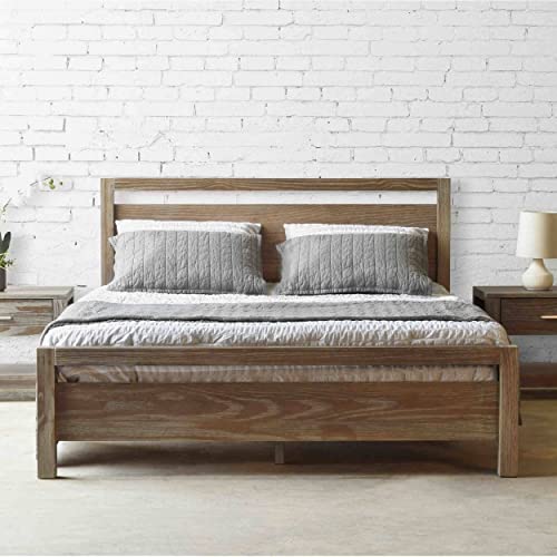 Grain Wood Furniture Loft Queen Size Solid Wood Bed, Acacia Grain Wood Furniture