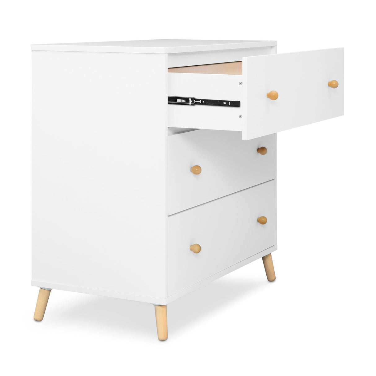 Delta Children Essex 3 Drawer Dresser with Interlocking Drawers, Bianca White/Natural Delta Children