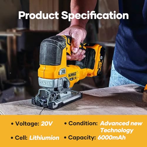 Mtatapia 2-Pack Replace for DEWALT 20V MAX* XR Battery 8.0-Ah, Replace for dewalt 20v Batteries DCB205-2 DCB206 DCB204 DCB203 DCB208, Compatible with DeWalt 20V Cordless Power Tools (2-Pack) Mtatapia